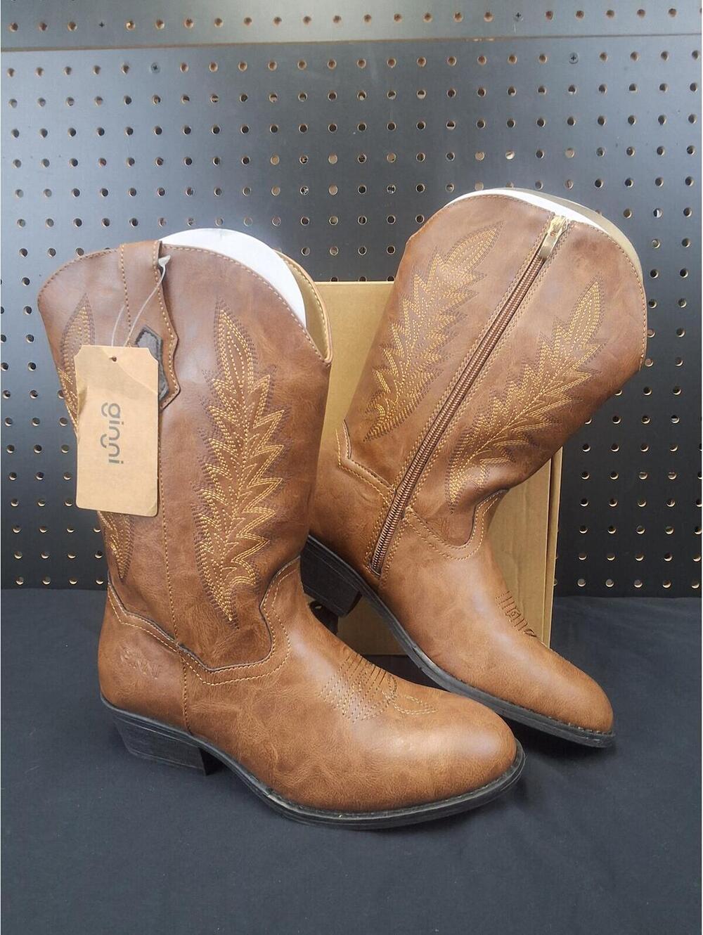 Ginni Girls Cowboy Boots Little Big Kids Brown New Size 6